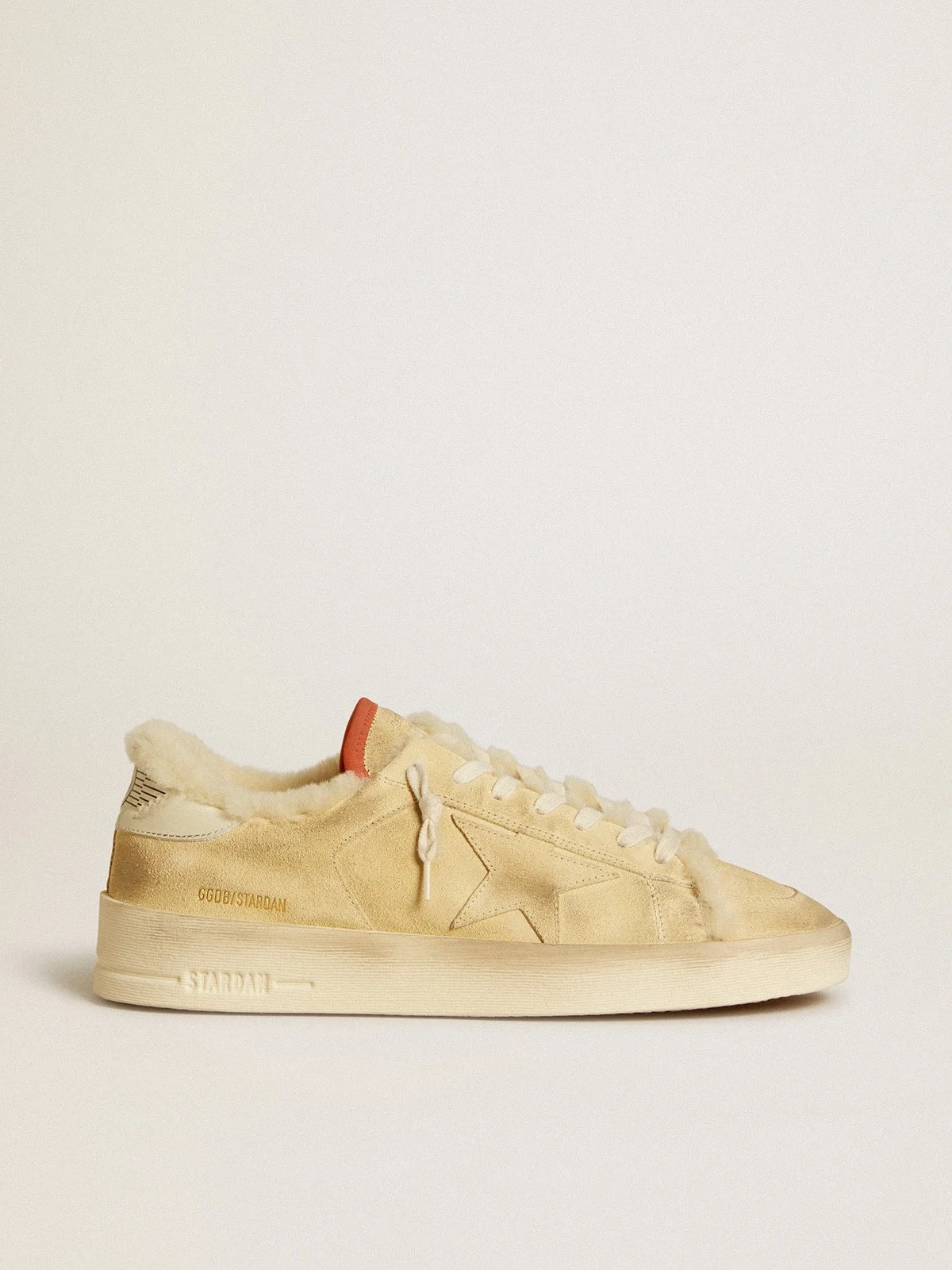 Stardan in beige suede with leather heel tab and shearling lining - 1