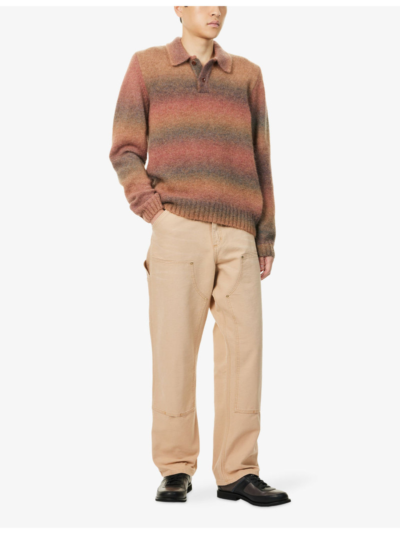 Palmes Dye-Effect Long-Sleeve Alpaca Blend Polo Knit Top outlook