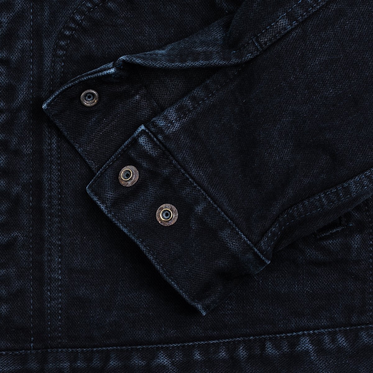 IHJ-123-OD 14oz Broken Twill Selvedge Denim Work Jacket - Indigo Overdyed Black - 11
