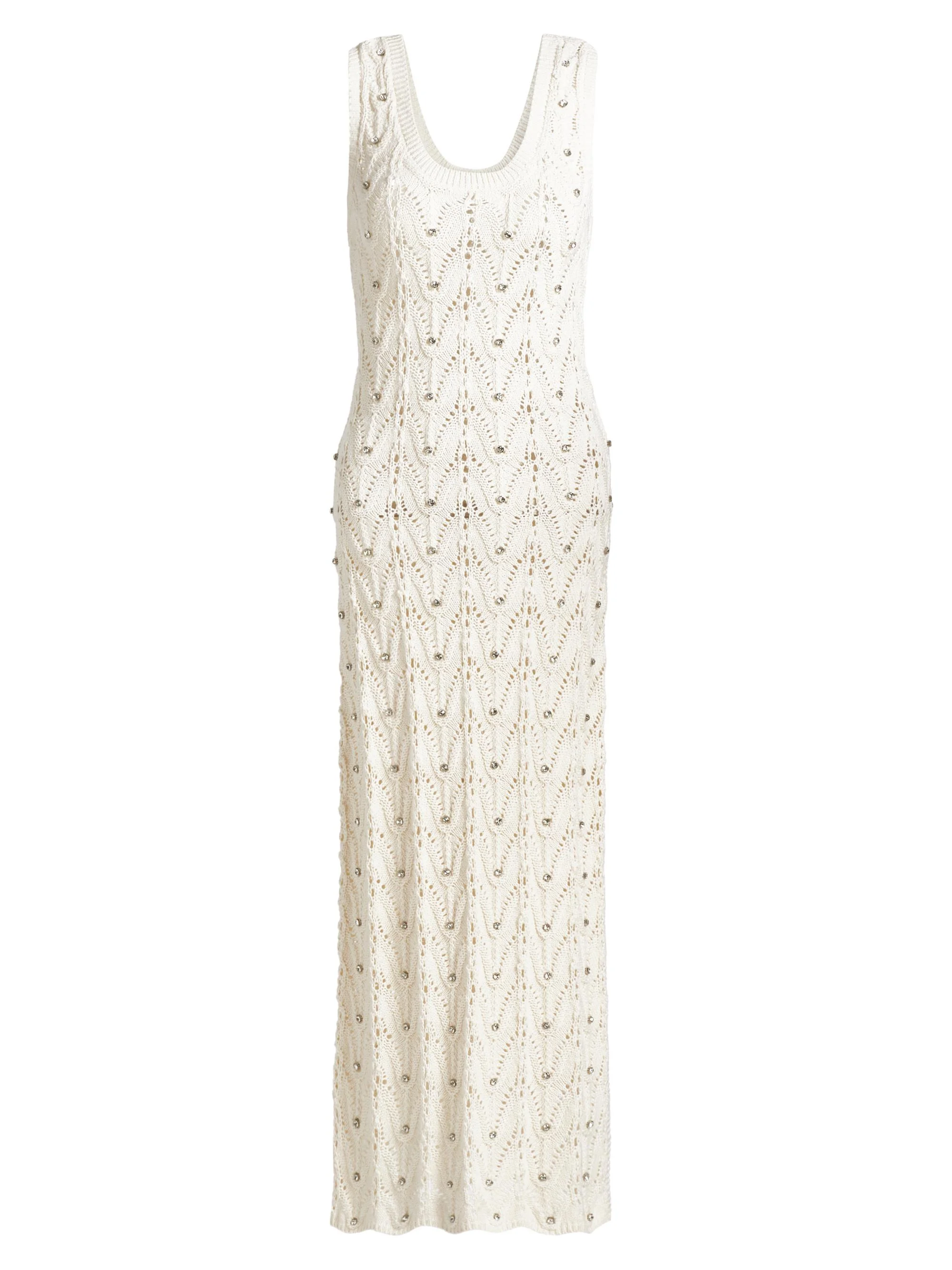 Women's Vincent Crystal Pointelle-Knit Maxi Dress - Natural - 1
