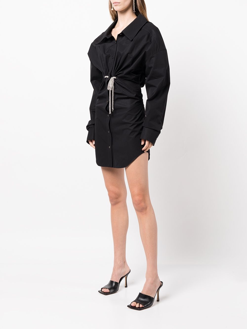 crystal-embellished mini shirt dress - 3