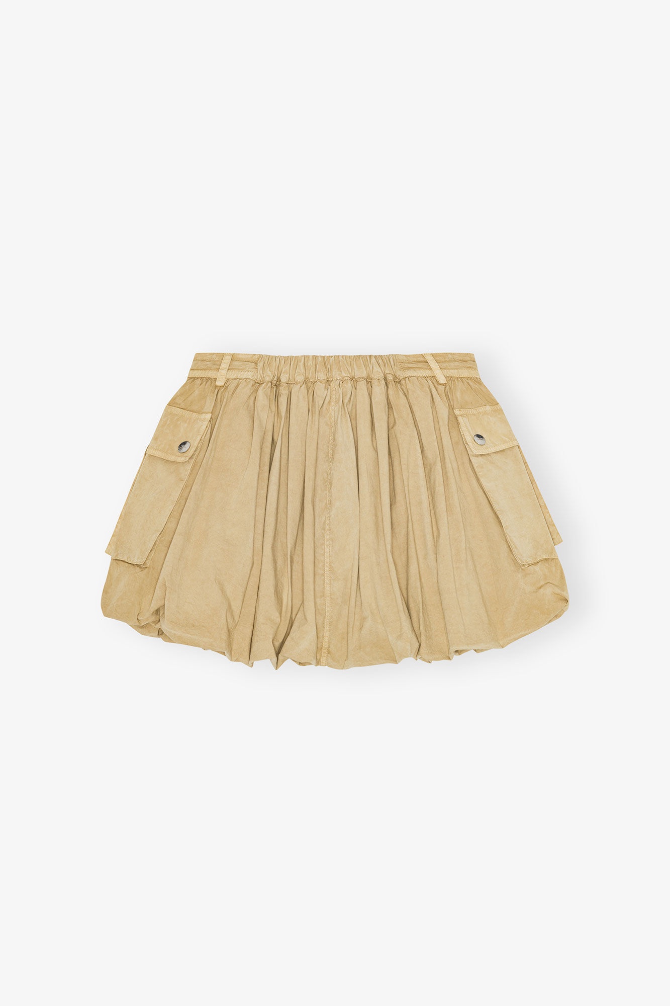 BEIGE WASHED COTTON MINI BUBBLE SKIRT - 6