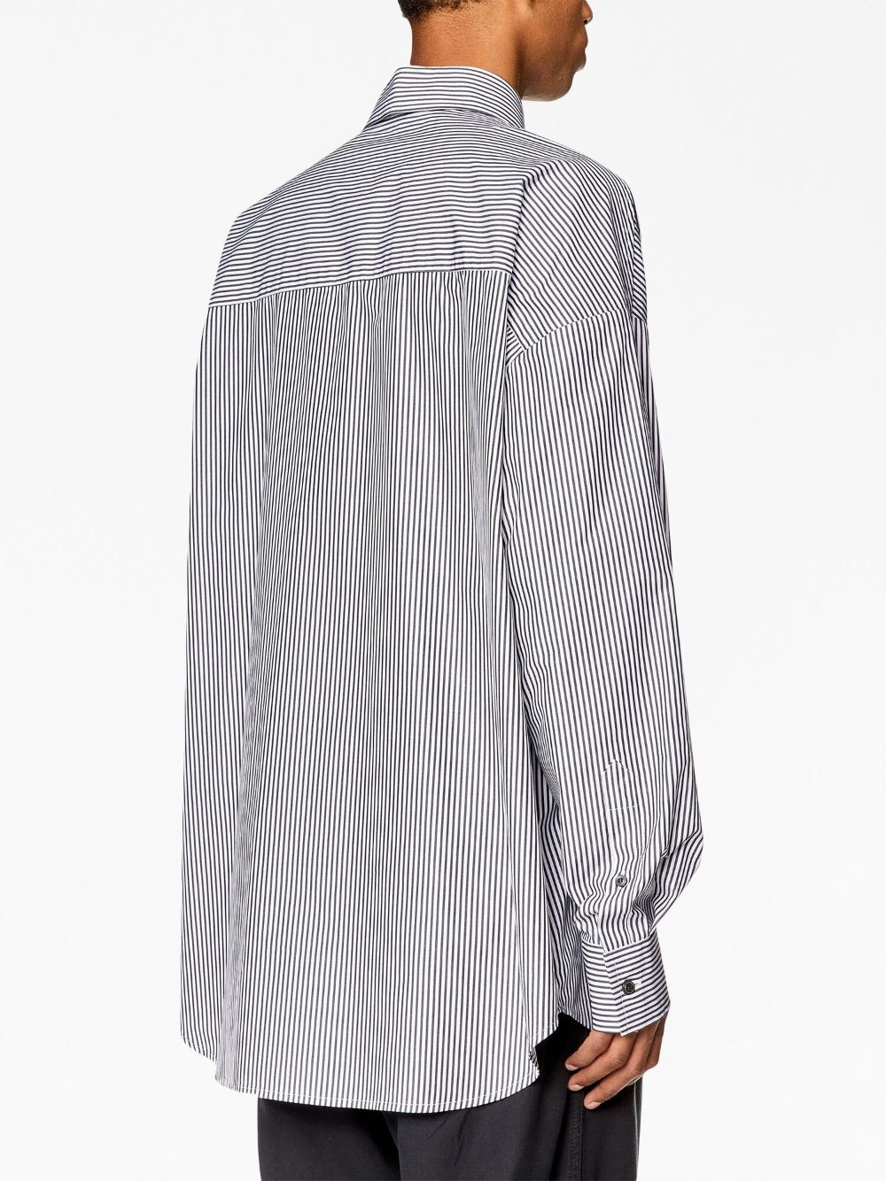 logo-embroidered striped poplin shirt - 4