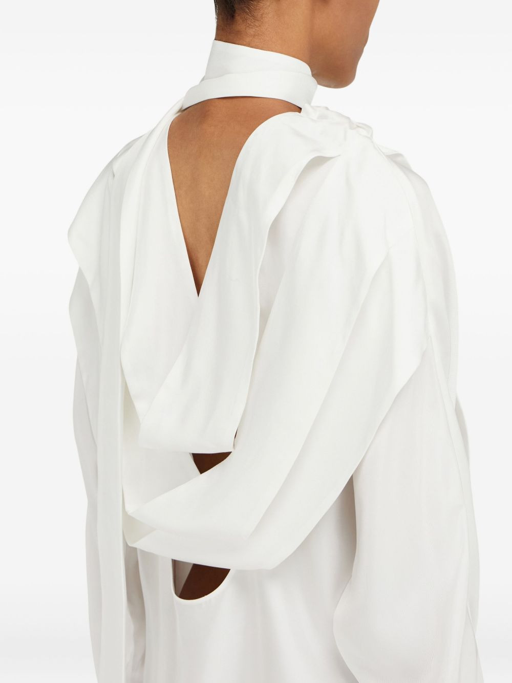 high-neck draped-back mini dress - 3