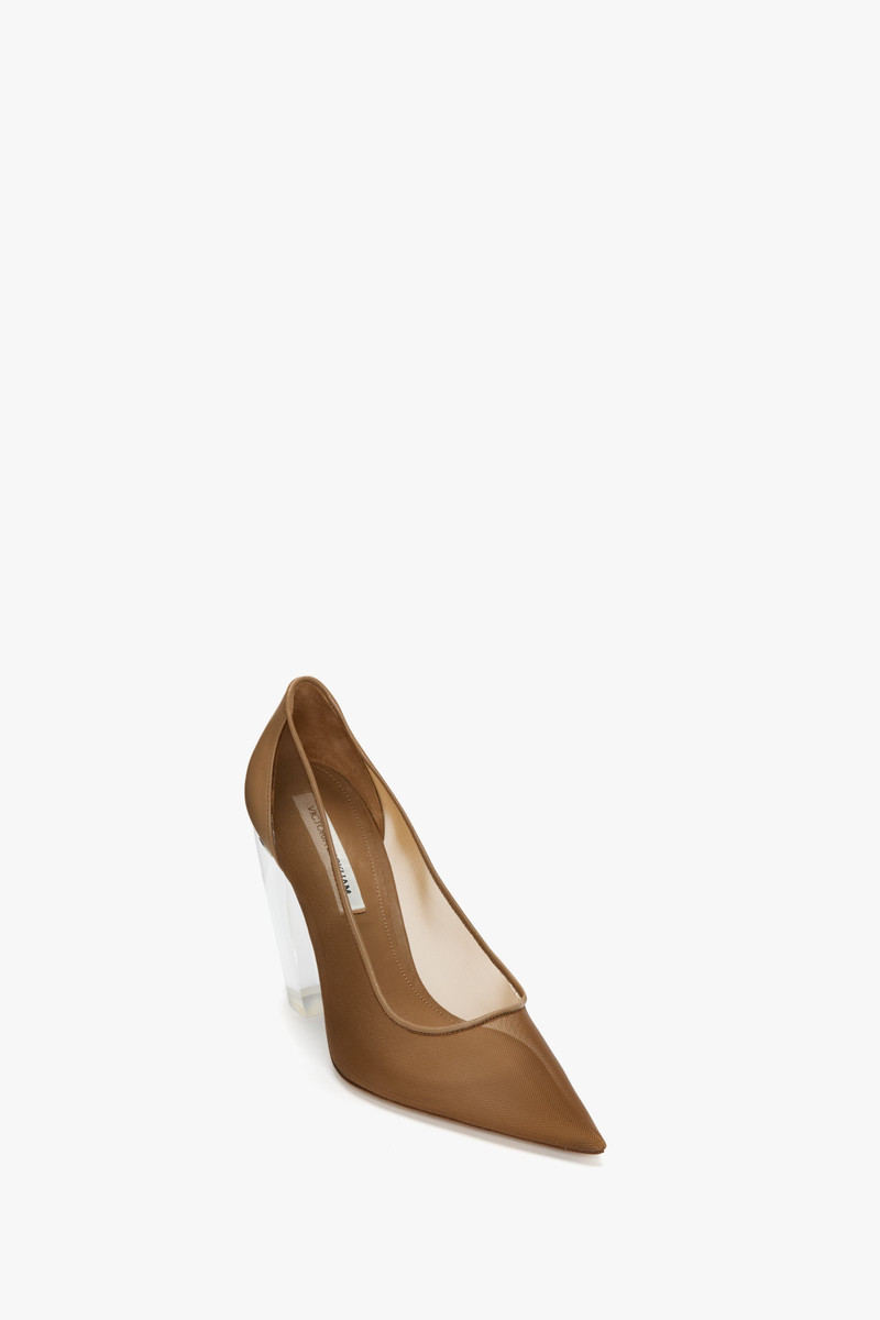Victoria Beckham Transparent Heel Mesh Pump In Tan outlook