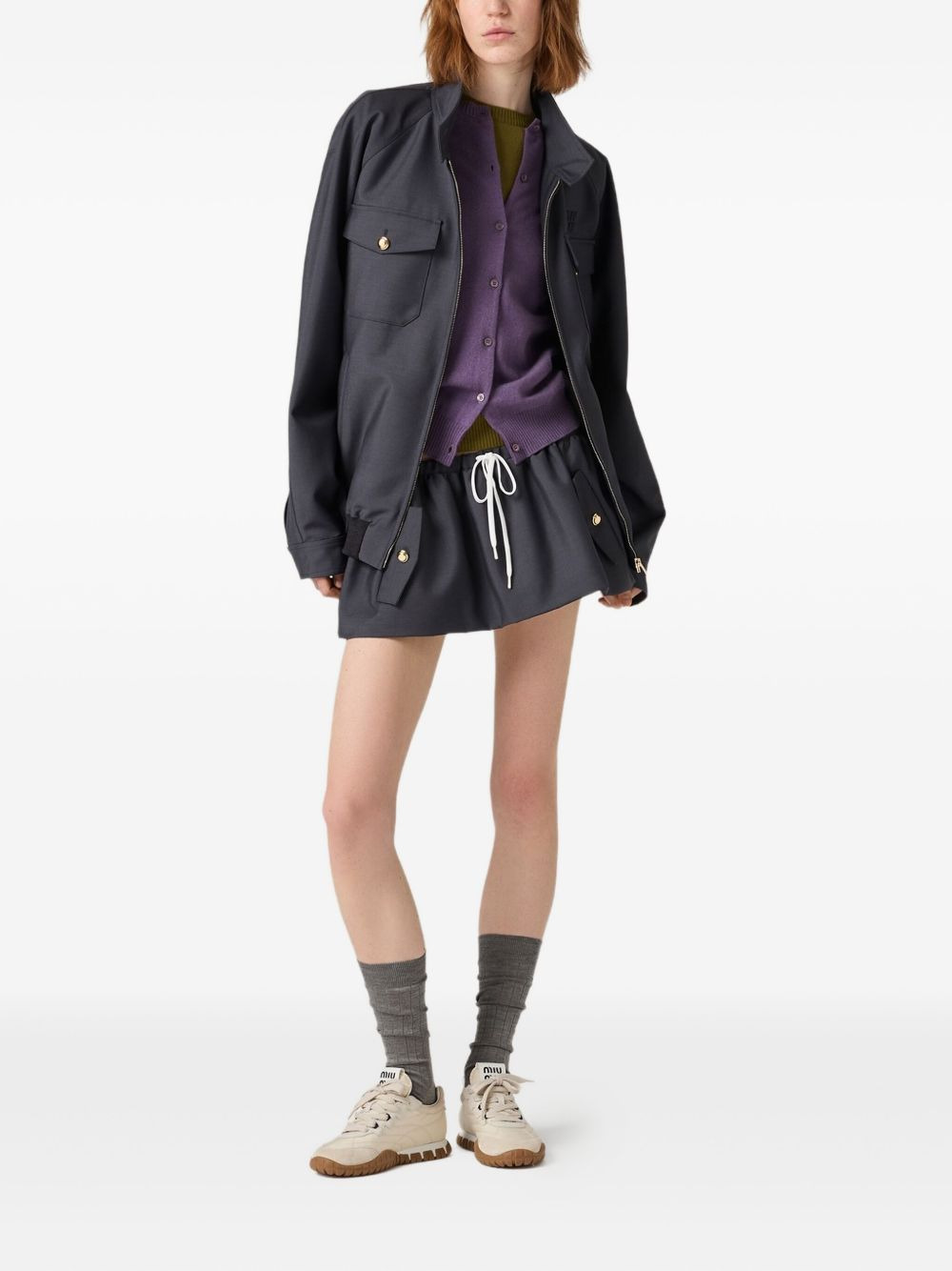 Bonded logo-detail drawstring skirt - 2