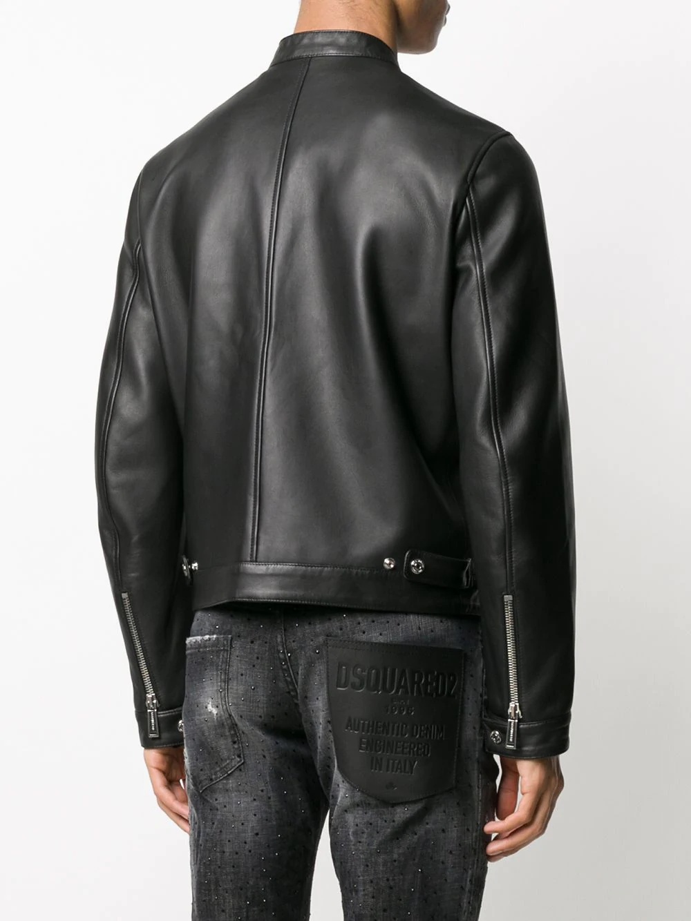 slim fit leather jacket - 4