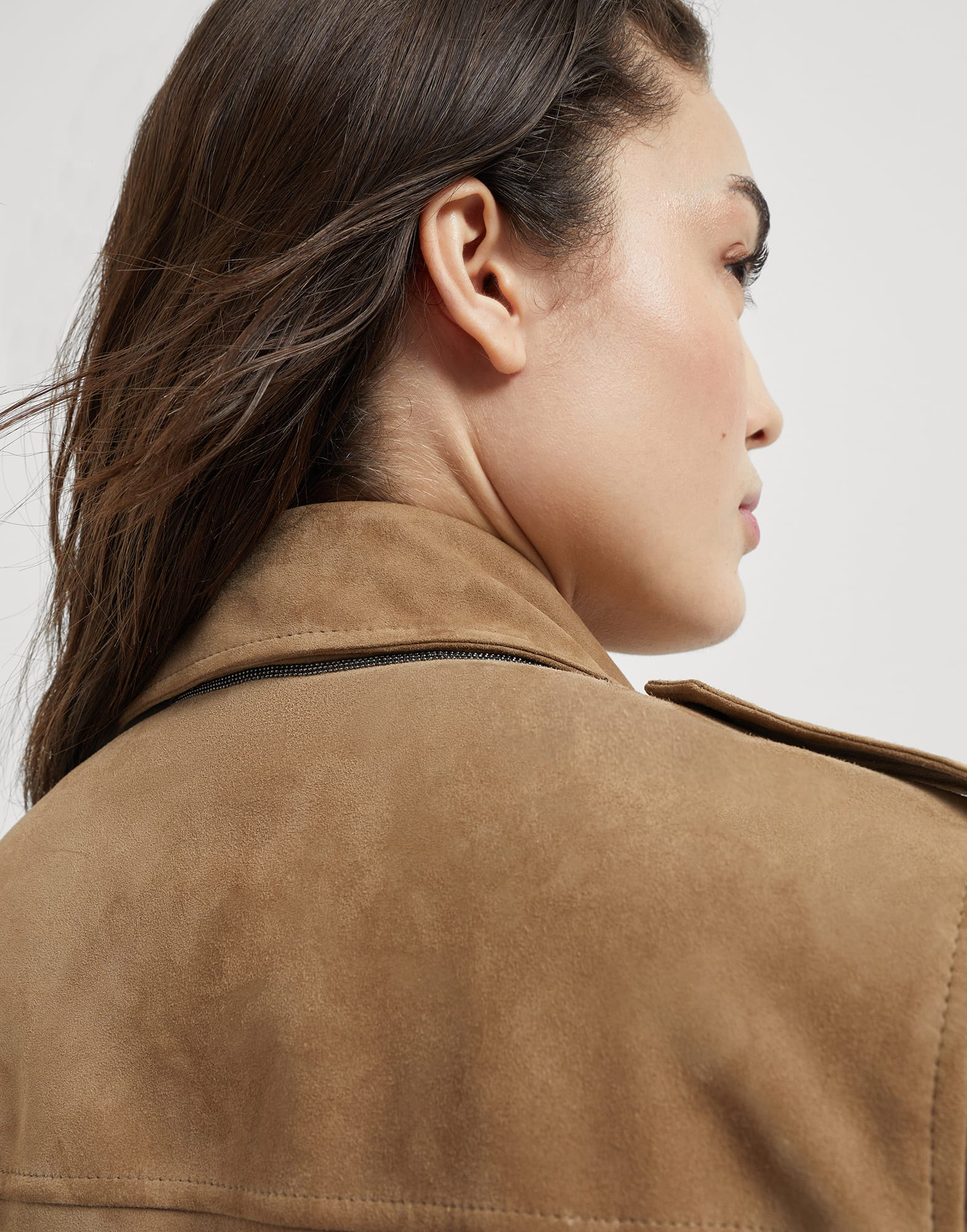Suede biker jacket with monili - 3