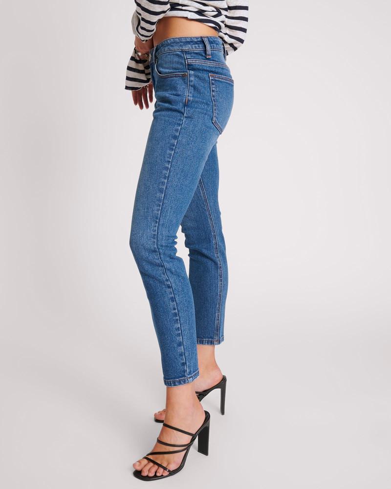 Stixx Low Waist Slim Straight Leg Denim Jeans - Washed Blue 4