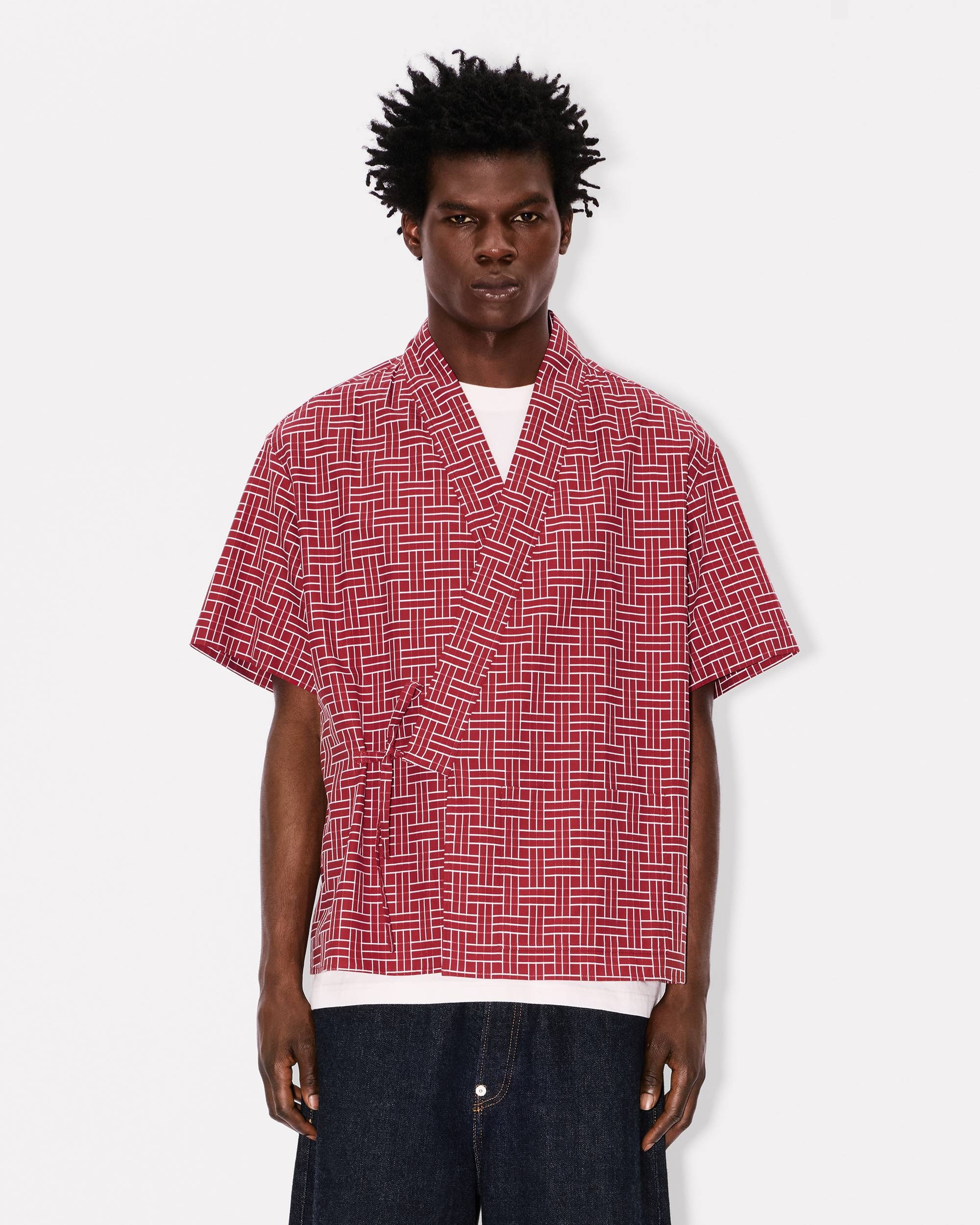 'KENZO Weave' kimono short sleeve shirt in cotton jacquard - 3