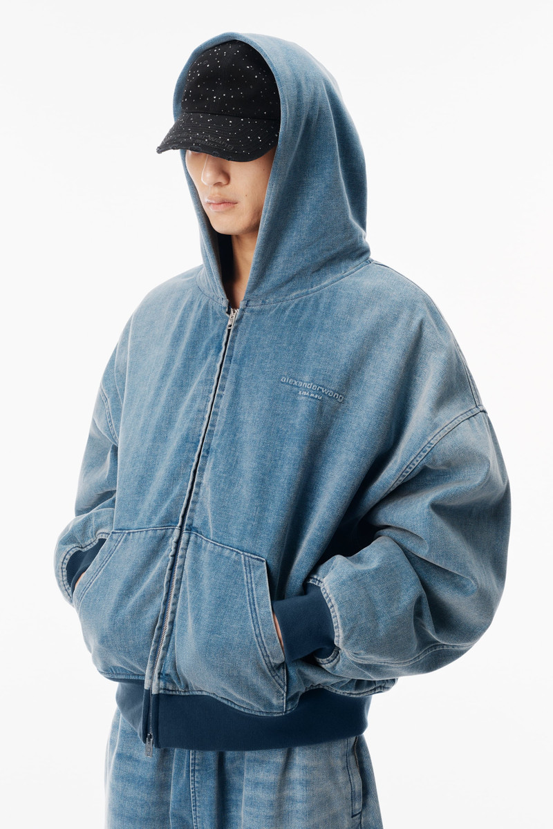 Alexander Wang BRUSHED DENIM OVERSIZED HOODIE outlook