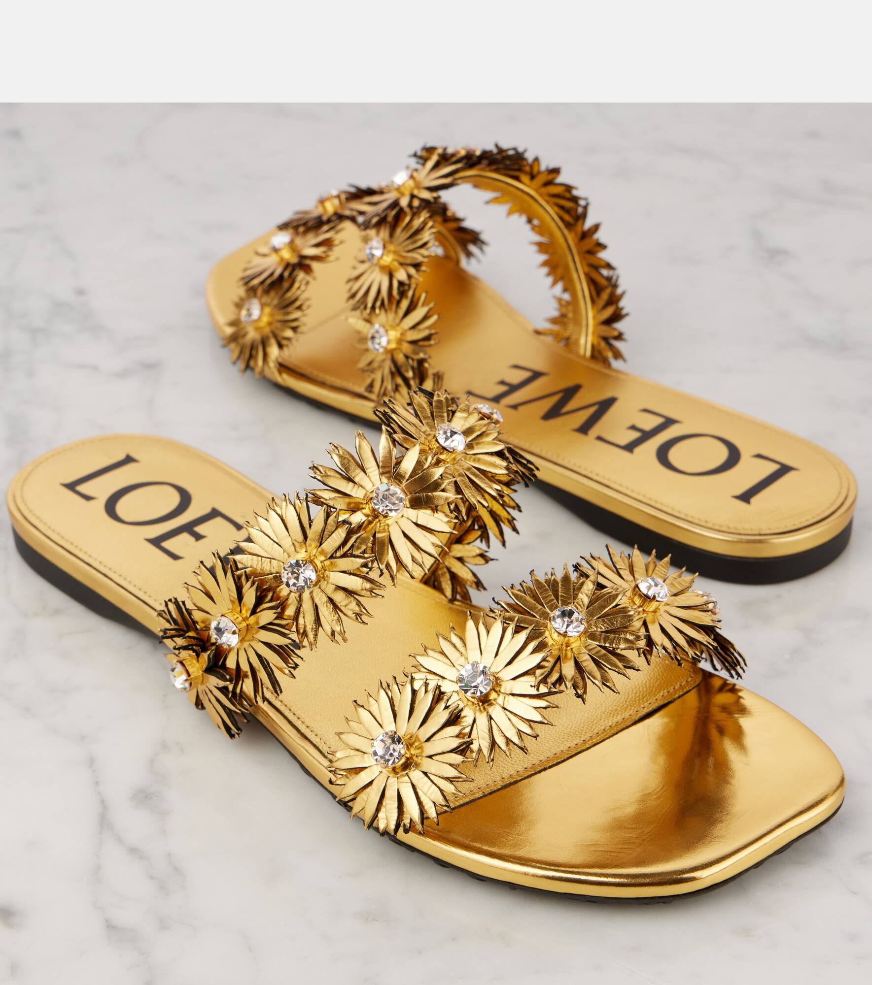 Petal Flower metallic leather sandals - 5