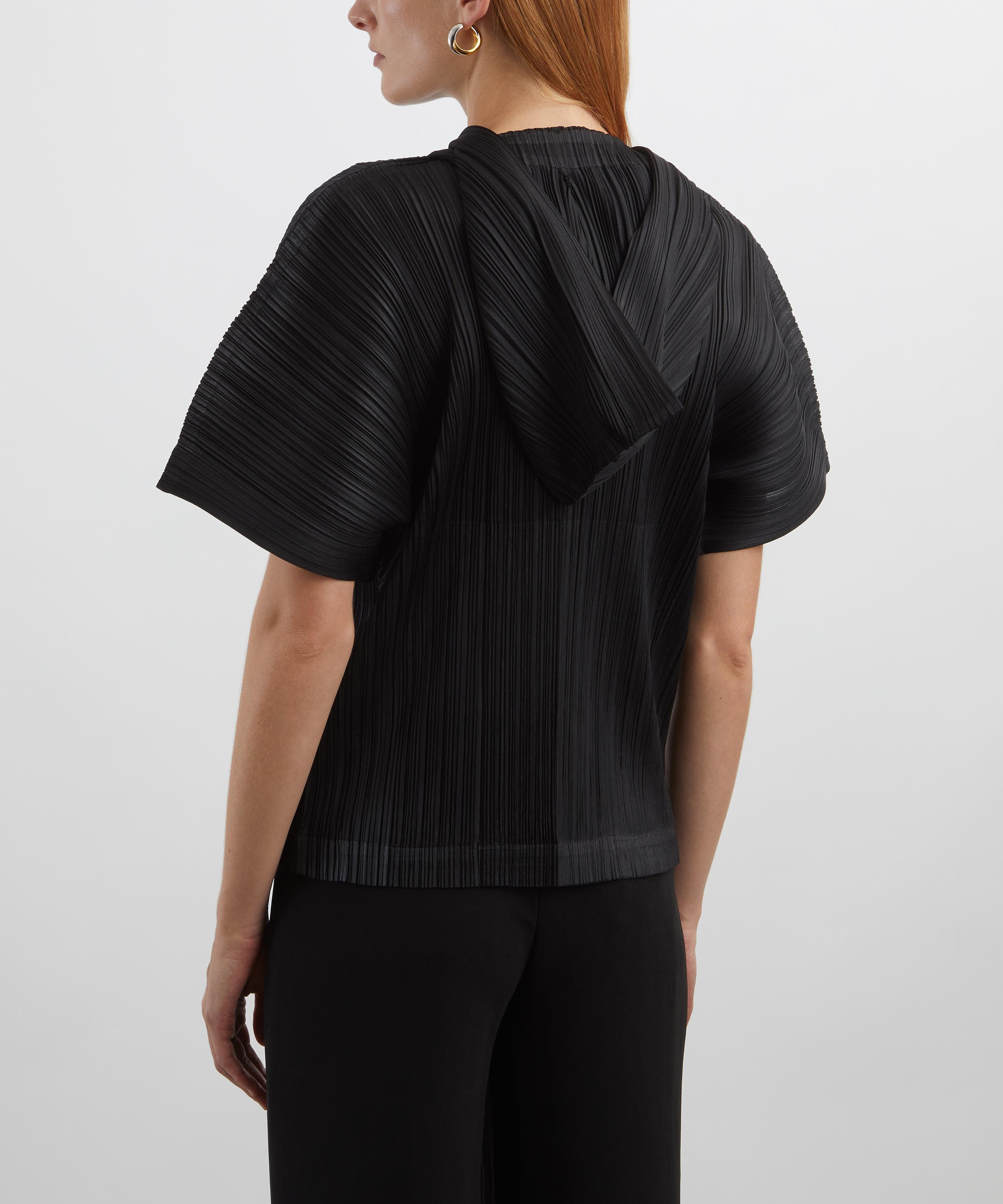 MONTHLY COLOURS: AUGUST Black Pleated Hooded Top - 4