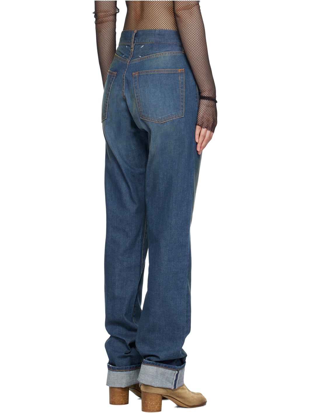 Blue Turn-Up Jeans - 3