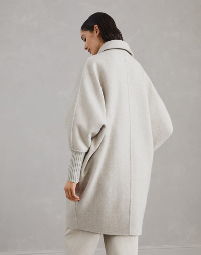 Brunello Cucinelli Hand-finished coat in cozy cashmere double cloth with knit cuffs and monili outlook