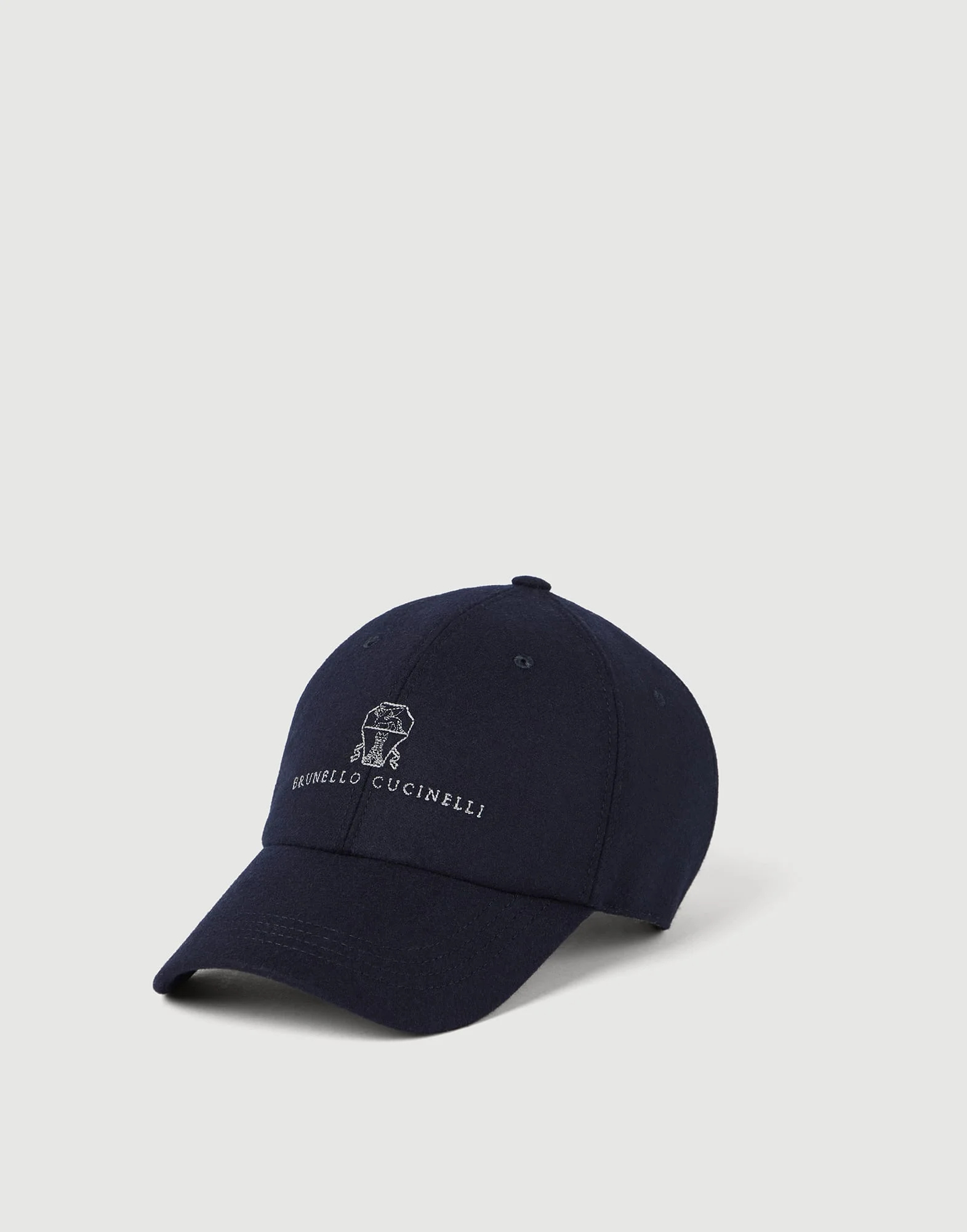Virgin wool flannel baseball cap with embroidered logo - 1
