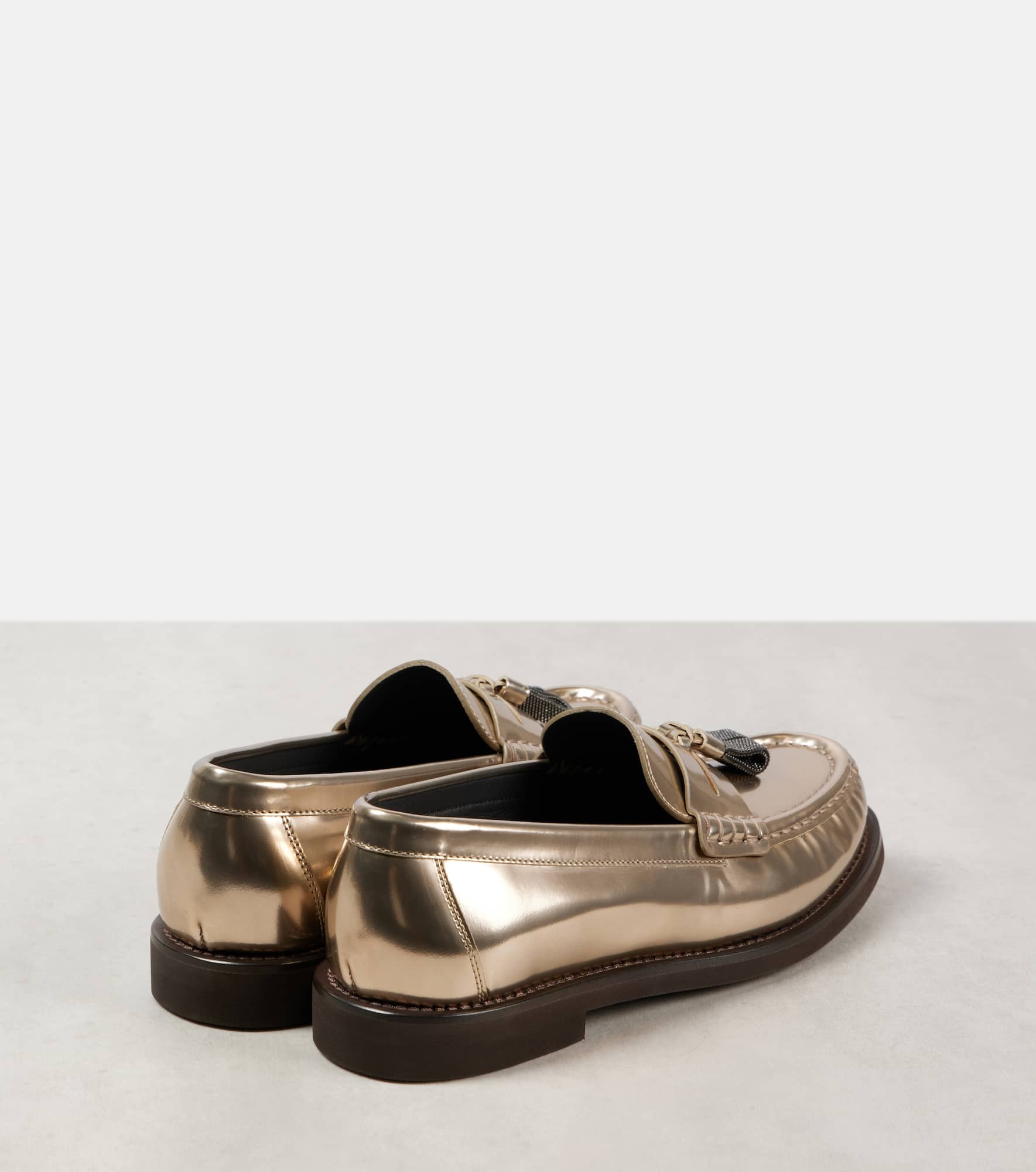 Metallic leather penny loafers - 2