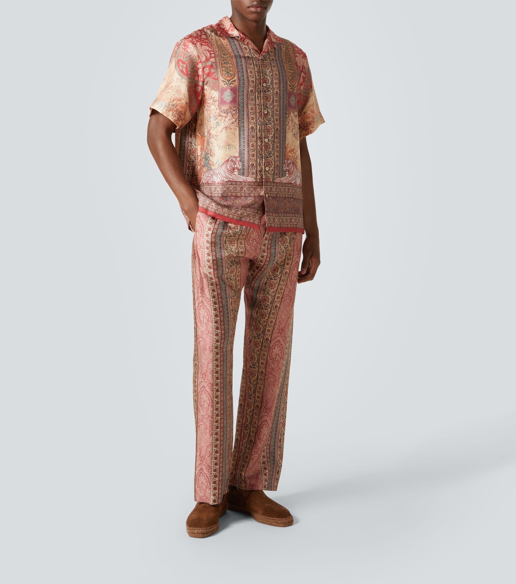 Paisley printed silk straight pants - 2