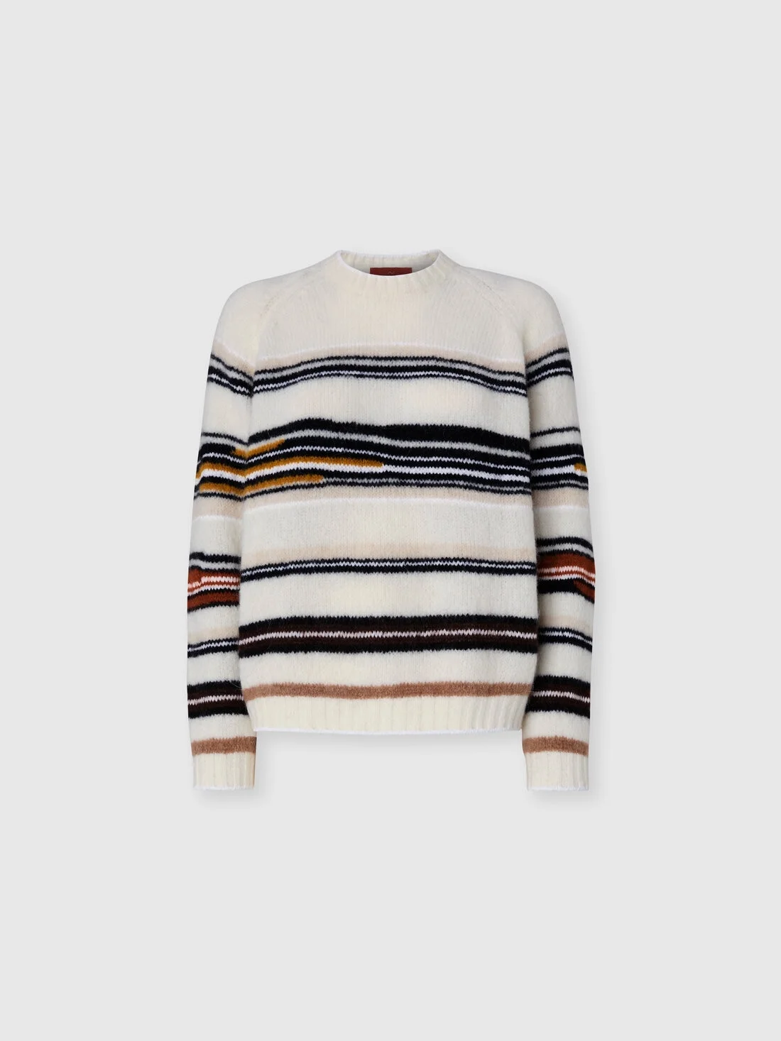 Crew Neck Striped Sweater in Wool, Mohair and Alpaca - 1