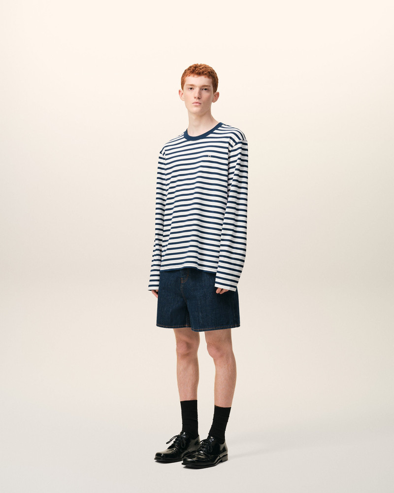 BLUE COTTON LONG SLEEVES MARINIERE AMI DE COEUR T-SHIRT 6