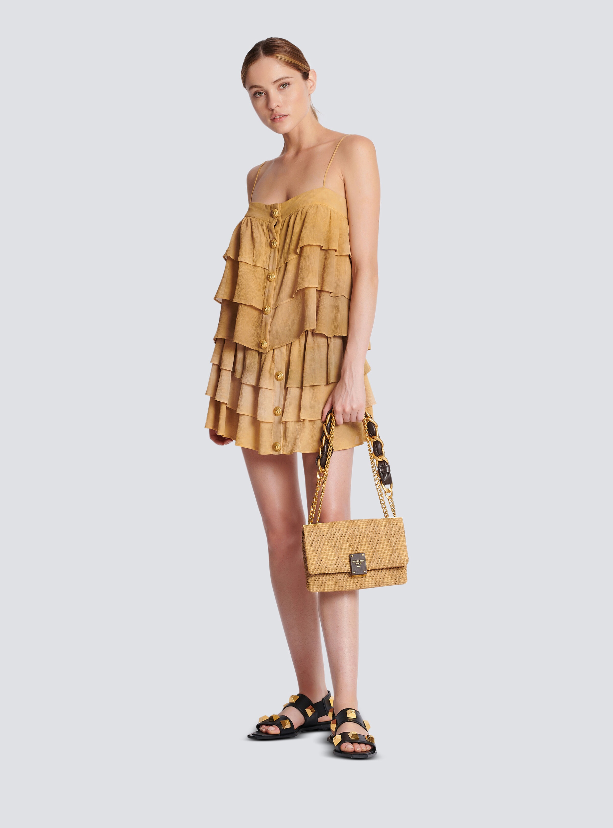 1945 Soft small bag in leather and raffia - 8