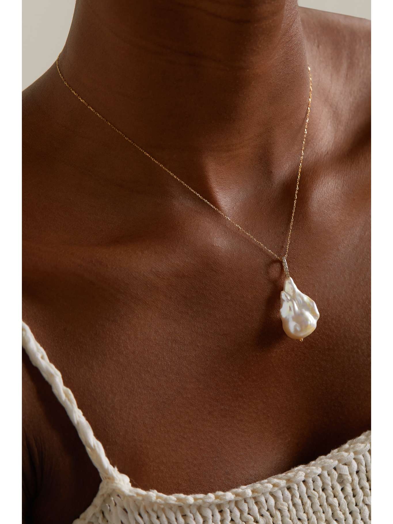 14-karat gold, pearl and diamond necklace - 2