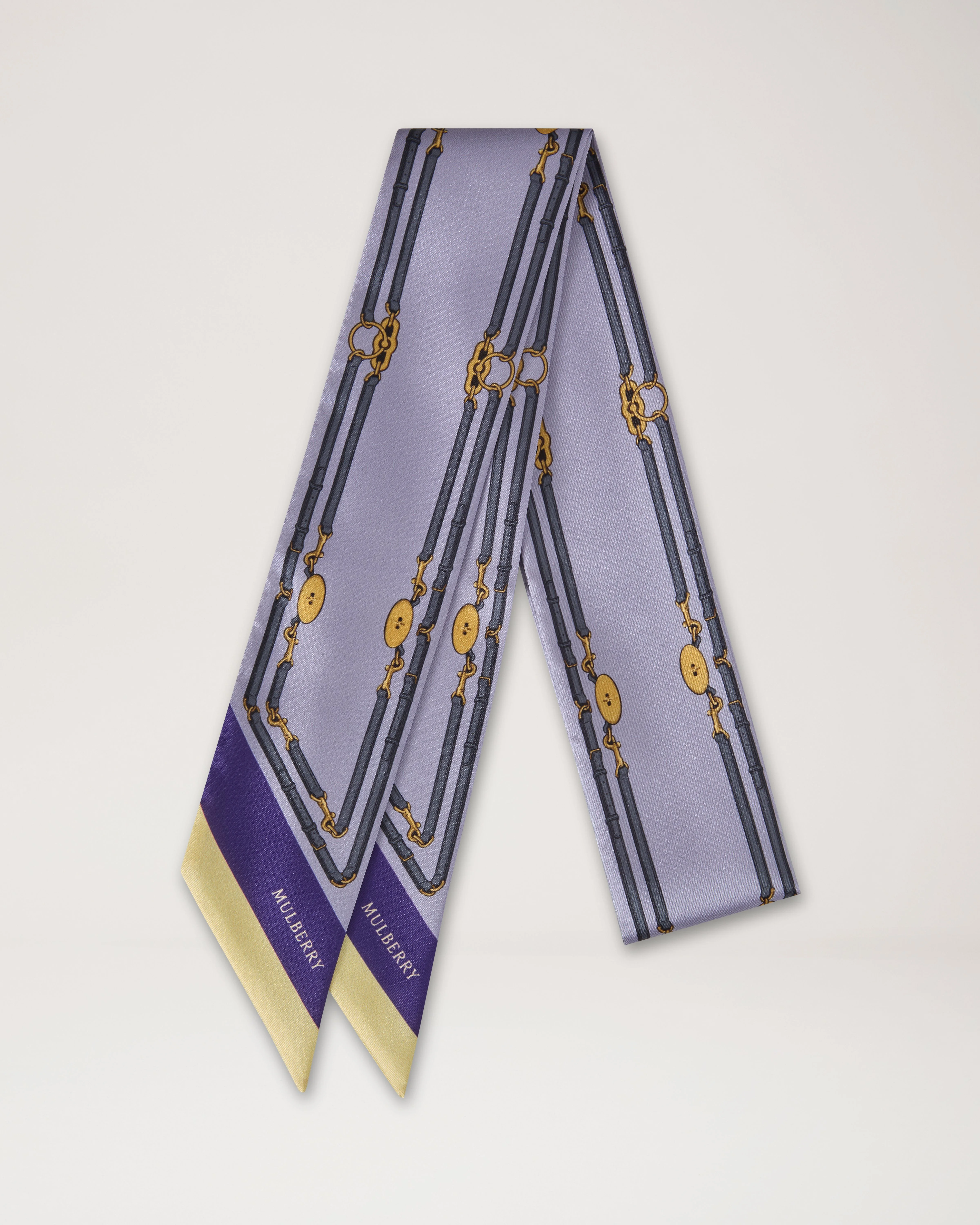 Skinny Scarf - Belted Border Lilac Recycled Polyester - 1