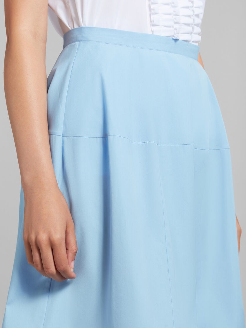 LIGHT BLUE POPLIN FLARED MIDI SKIRT - 4