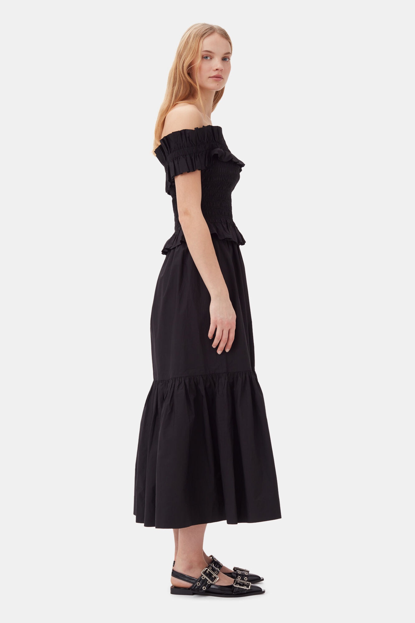 COTTON POPLIN MAXI FLOUNCE SKIRT - 3