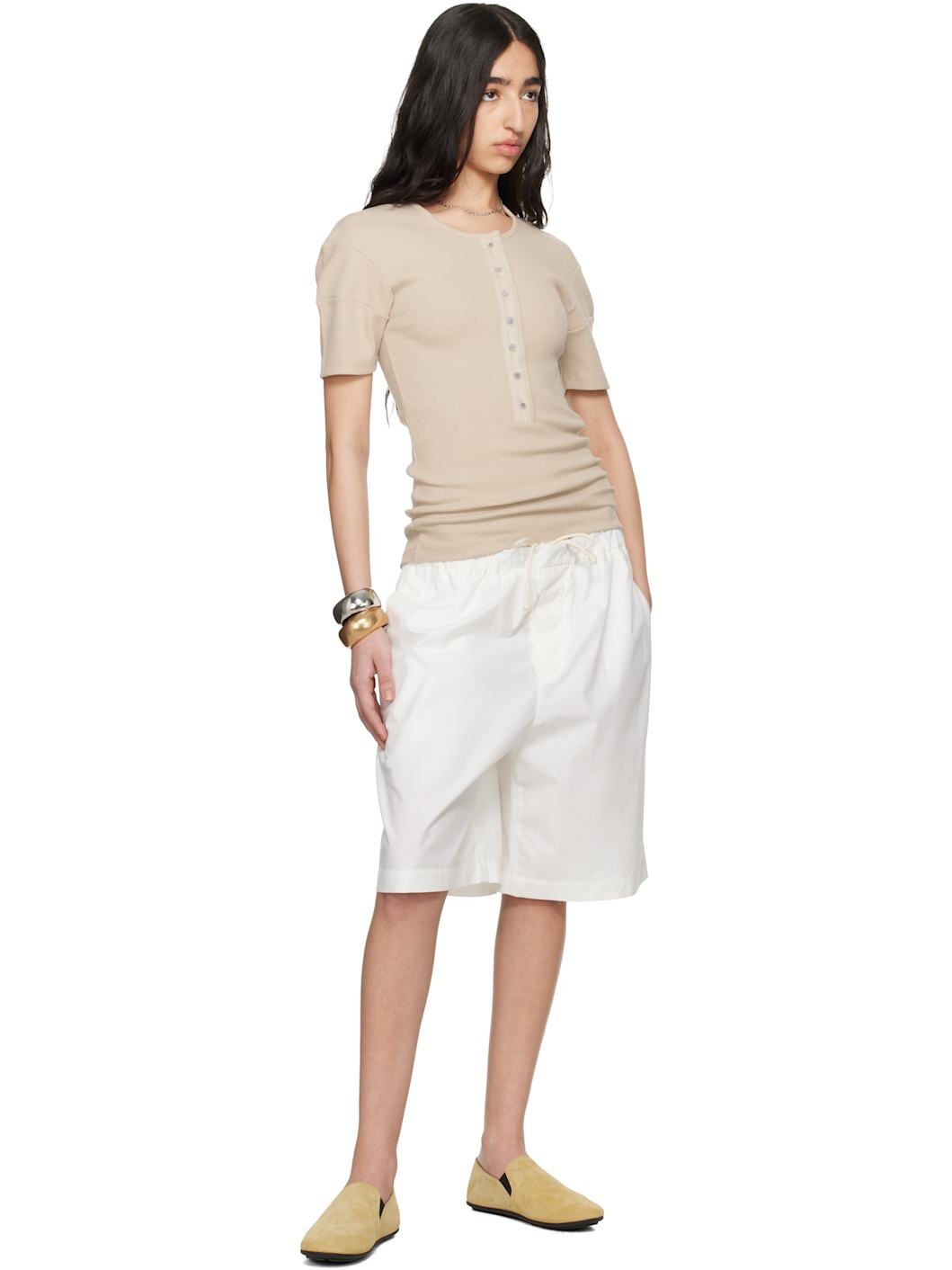 White Ed Drawstring Shorts - 4