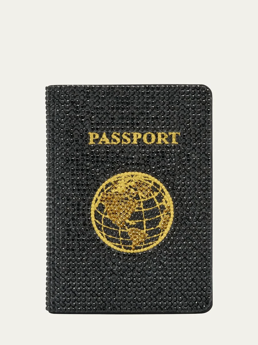 Allover Crystal Passport Holder - 1