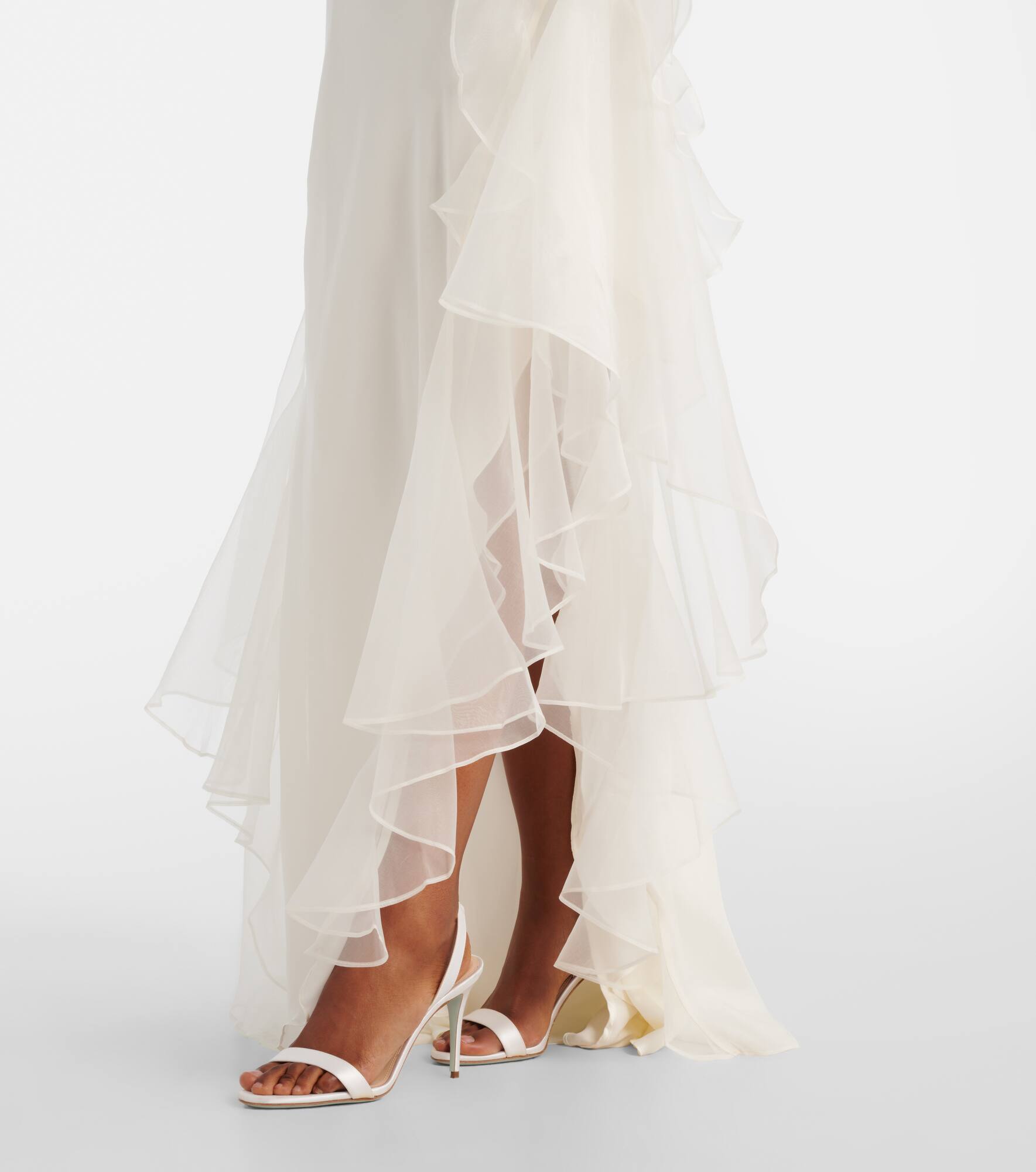 Bridal Sage Flounce ruffled silk cocktail dress - 5