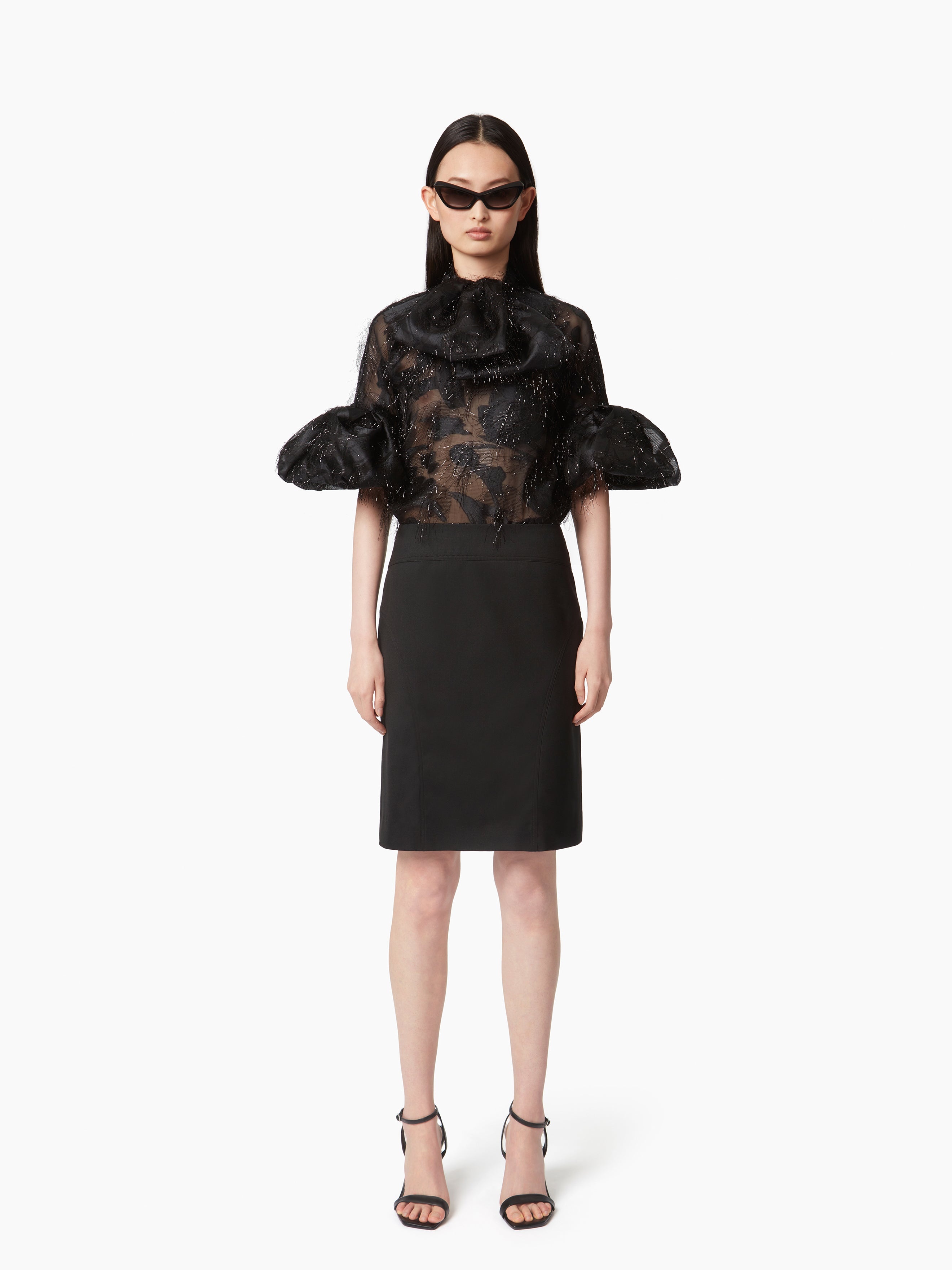 LAVALIERE SHIRT WITH COCOON SLEEVES - 1