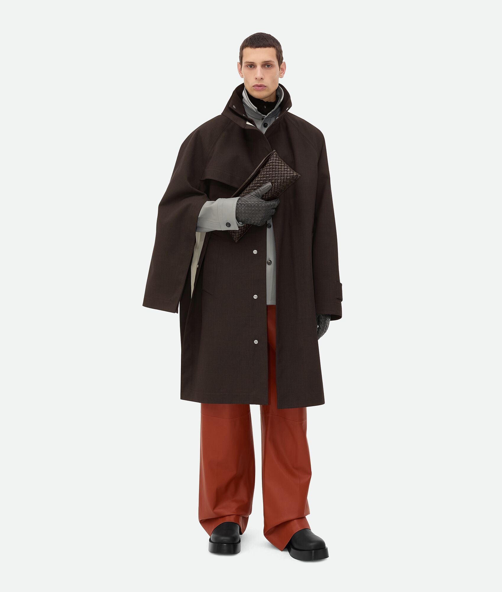 Bonded Wool Cotton Cape Coat - 1