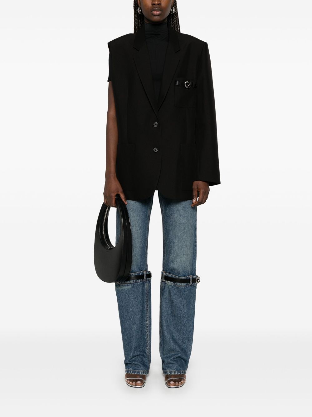 one-arm belted pocket blazer - 2