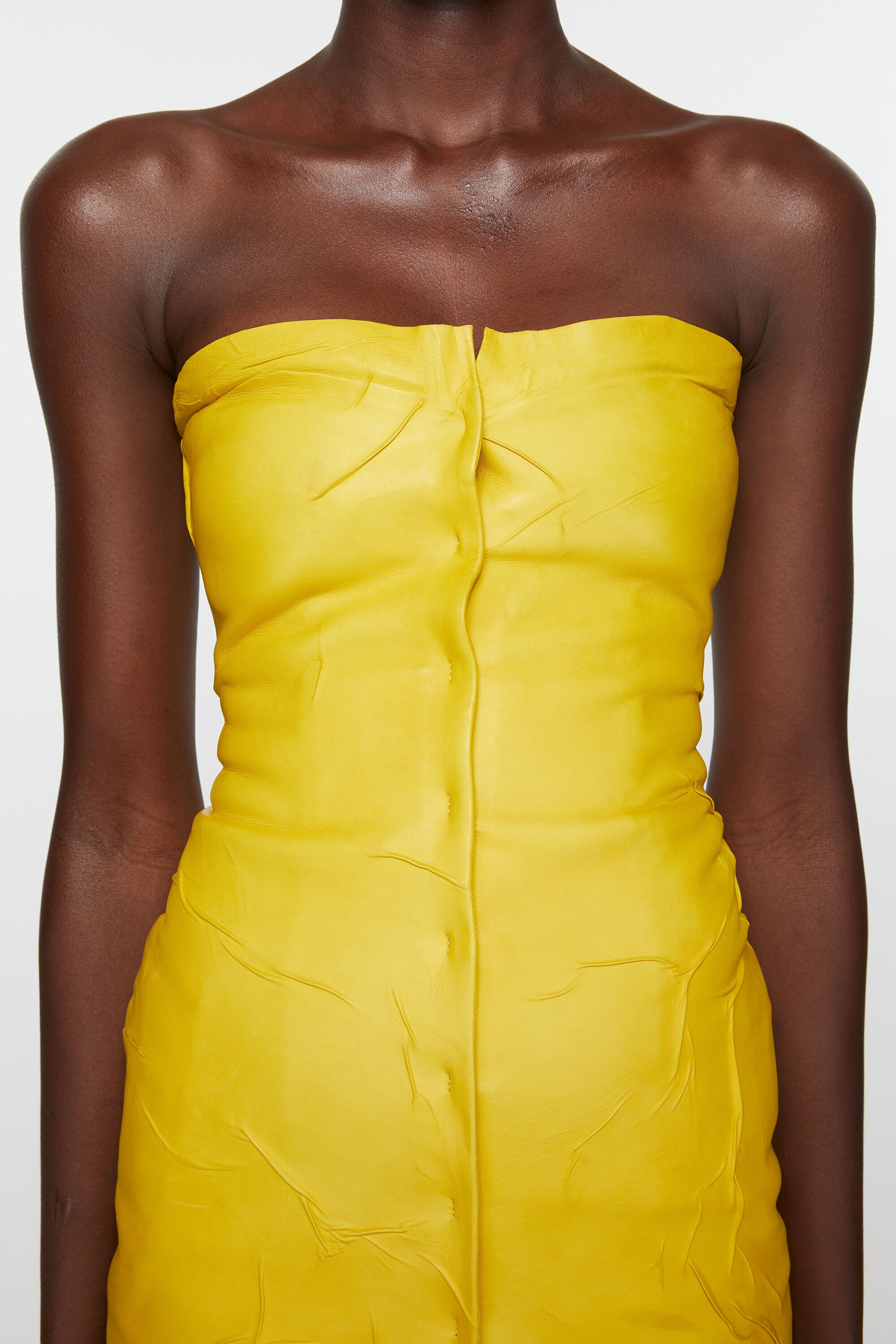 Leather bustier dress - Yellow - 5