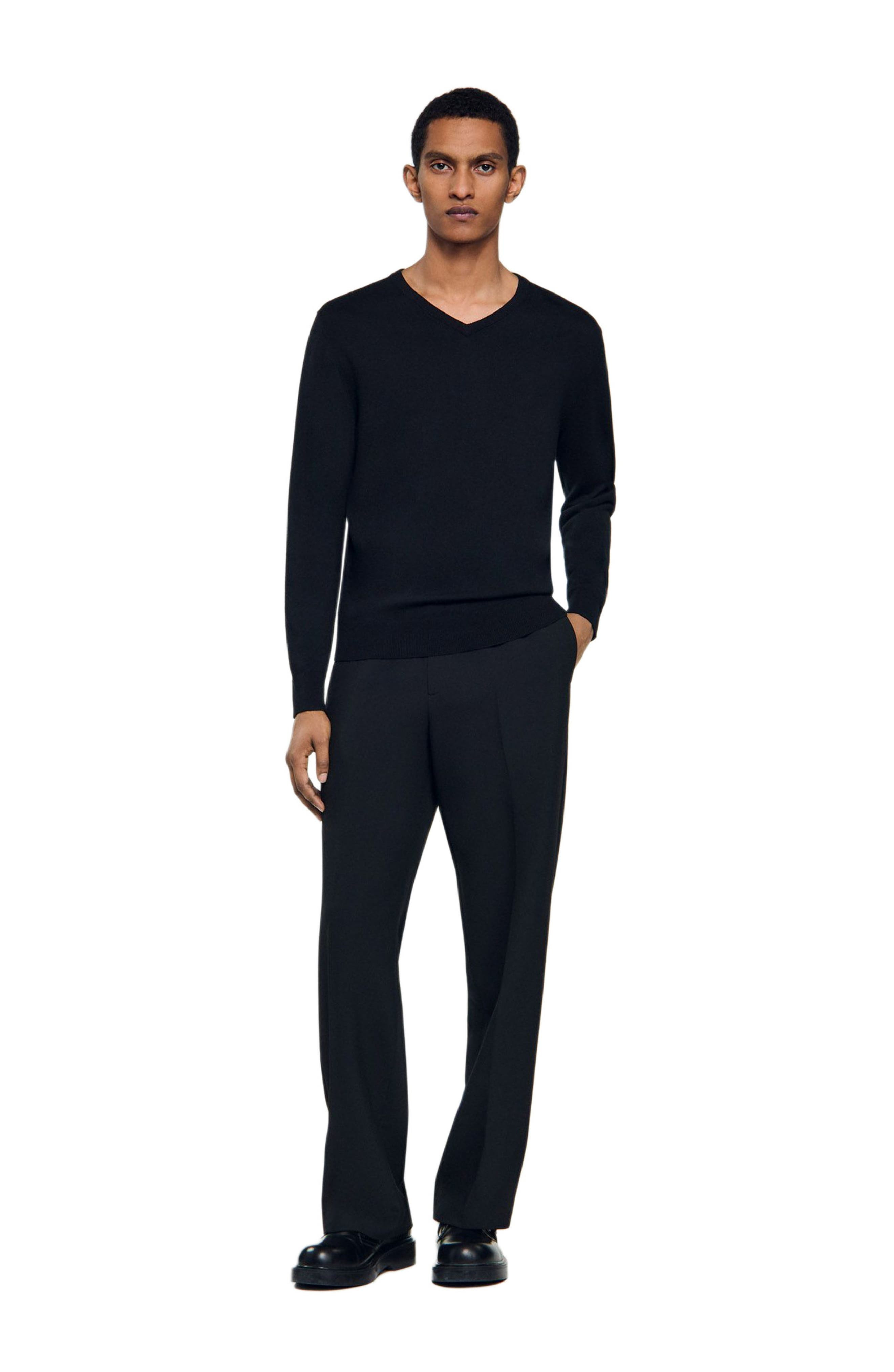 SANDRO V-neck wool sweater in Black at Nordstrom - 6