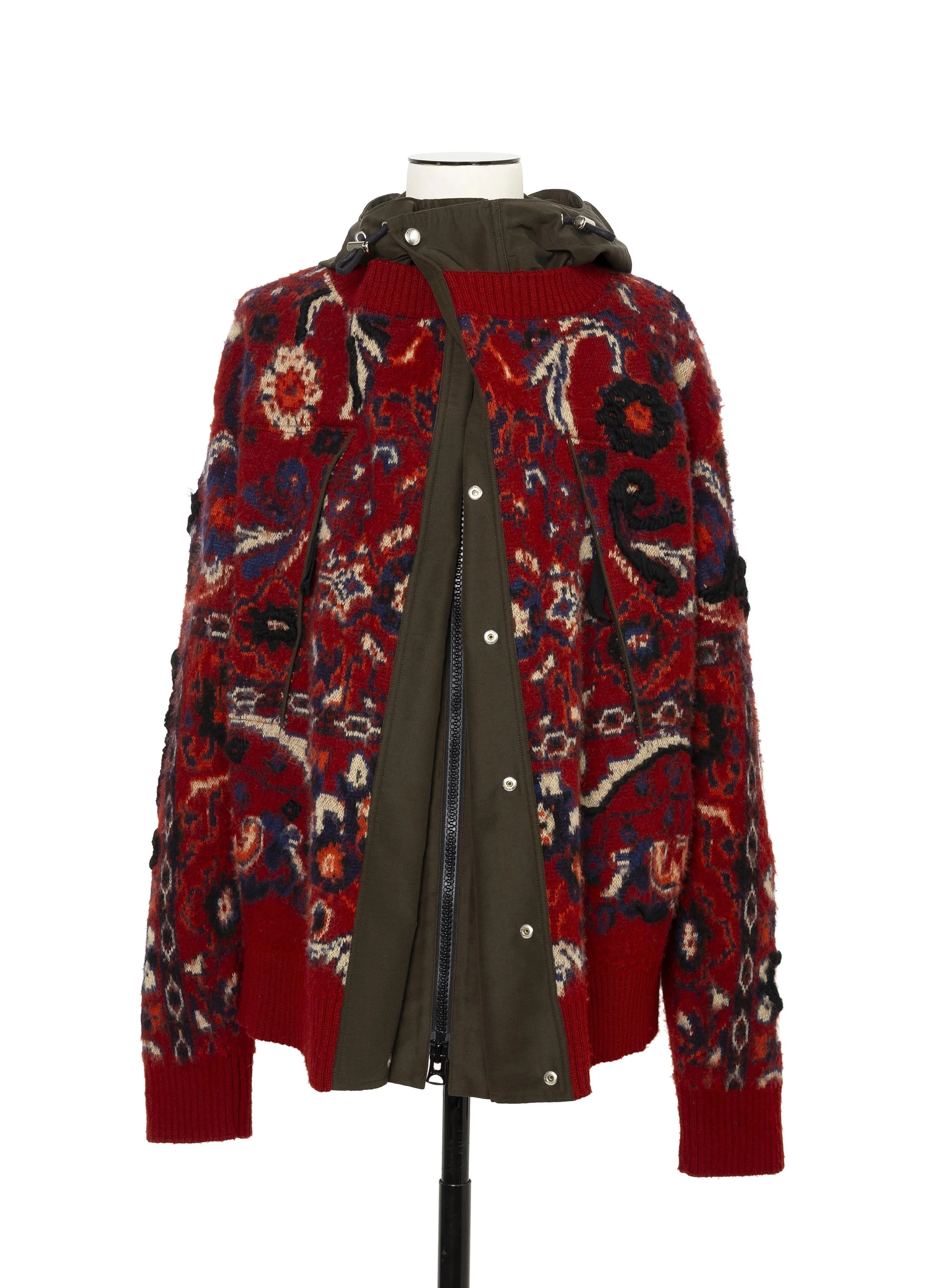 Floral Jacquard Knit Blouson - 1