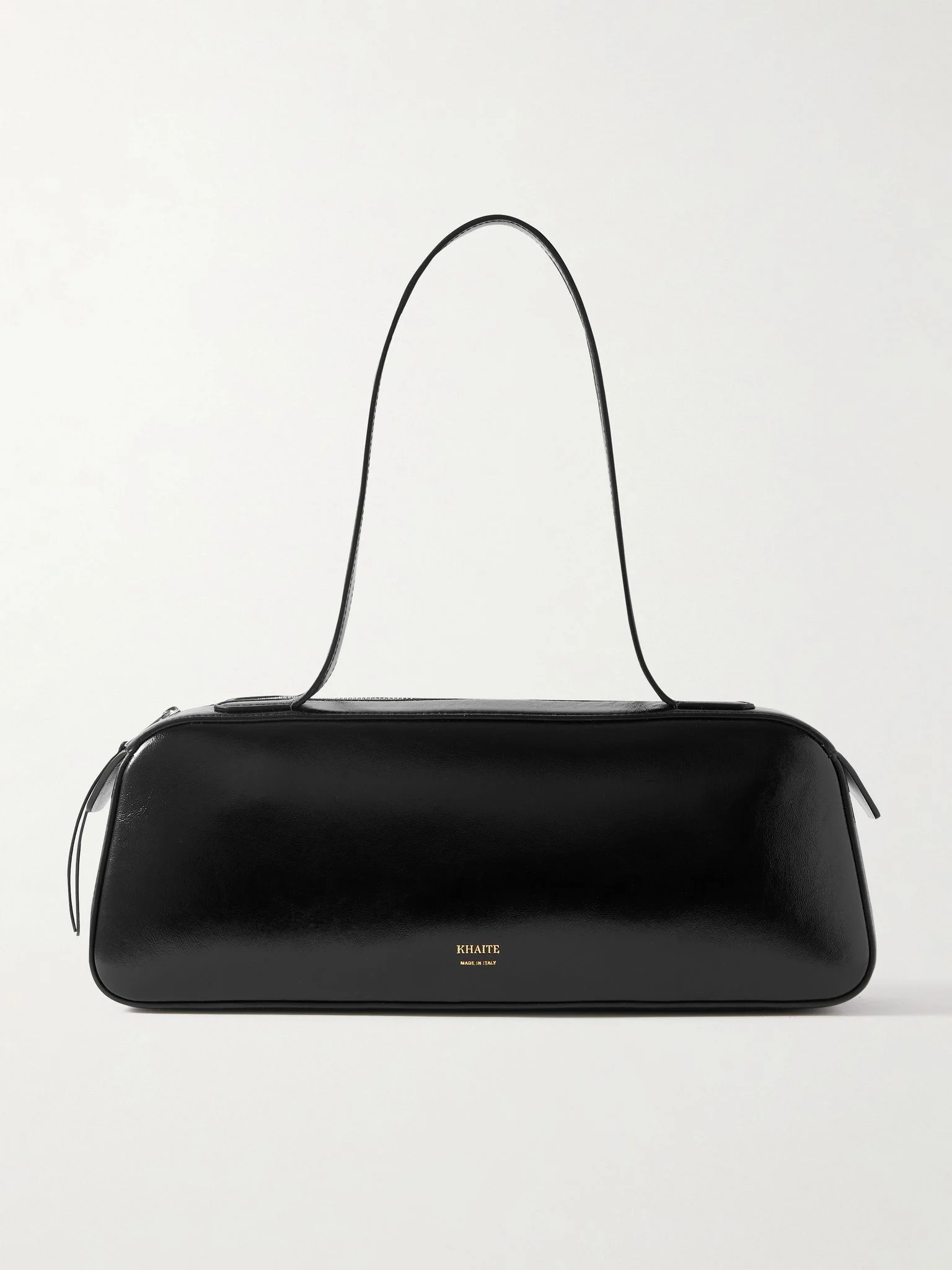 Simona glossed-leather shoulder bag Black - 1