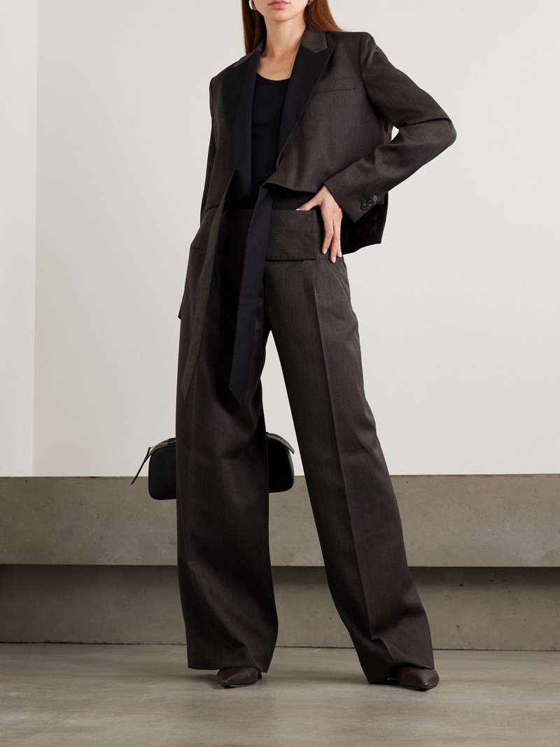 Our Legacy Girdle pleated wool wide-leg pants Brown outlook