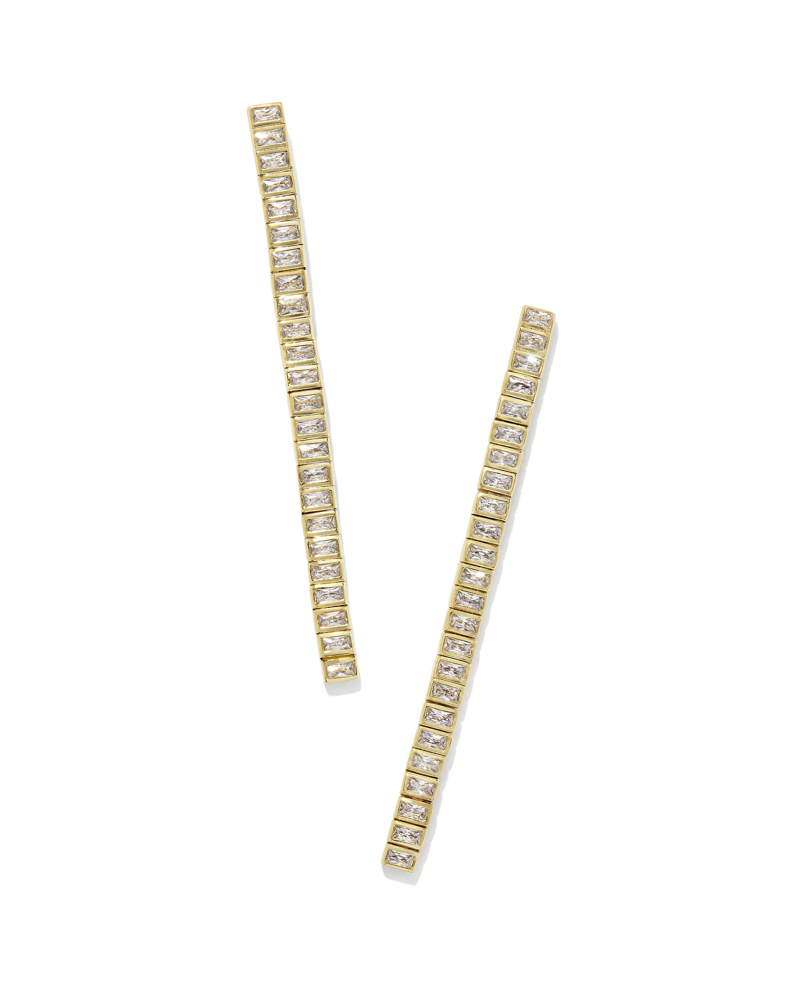Gracie Long Tennis Linear Earrings in Gold - 1