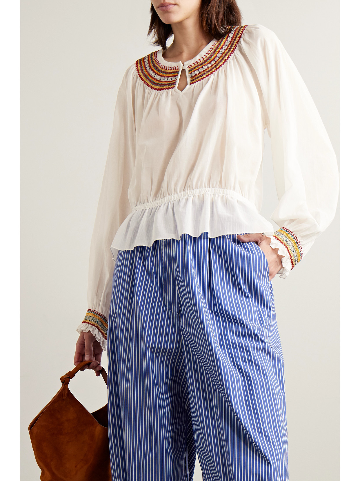 Embroidered Cotton-voile Blouse - 4