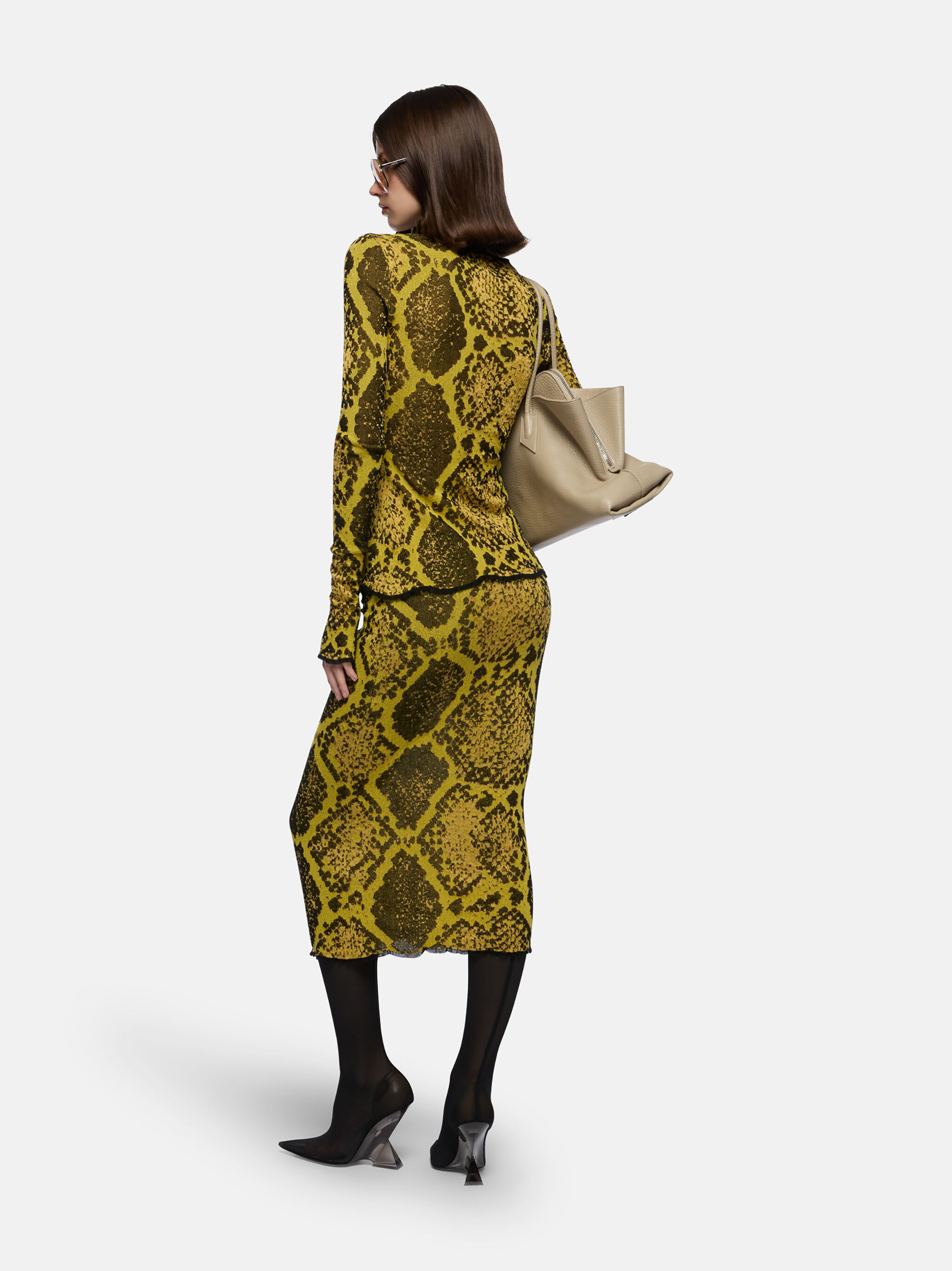 YELLOW AND BLACK MIDI SKIRT - 3