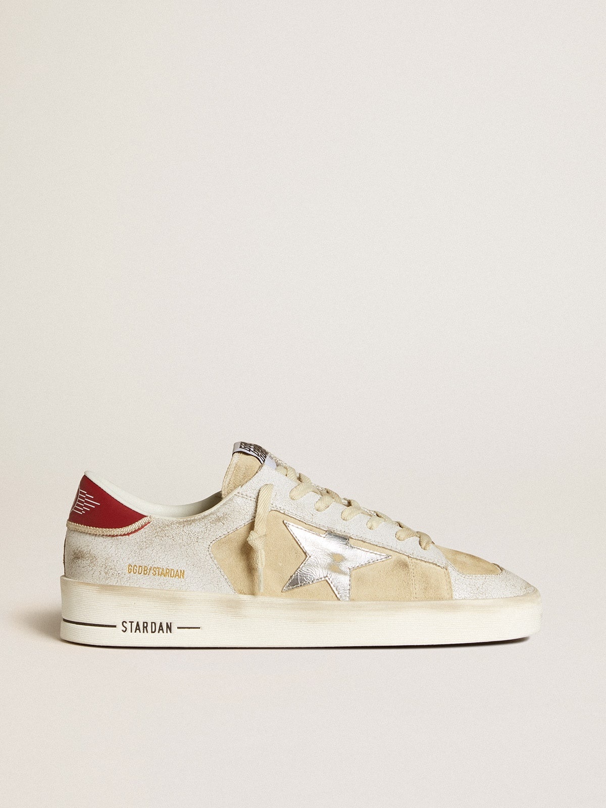 Stardan in nubuck and crackle leather with silver metallic leather star - 1