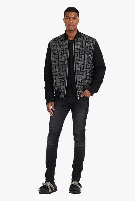 Teddy jacket with embroidered black and silver Balmain monogram - 2