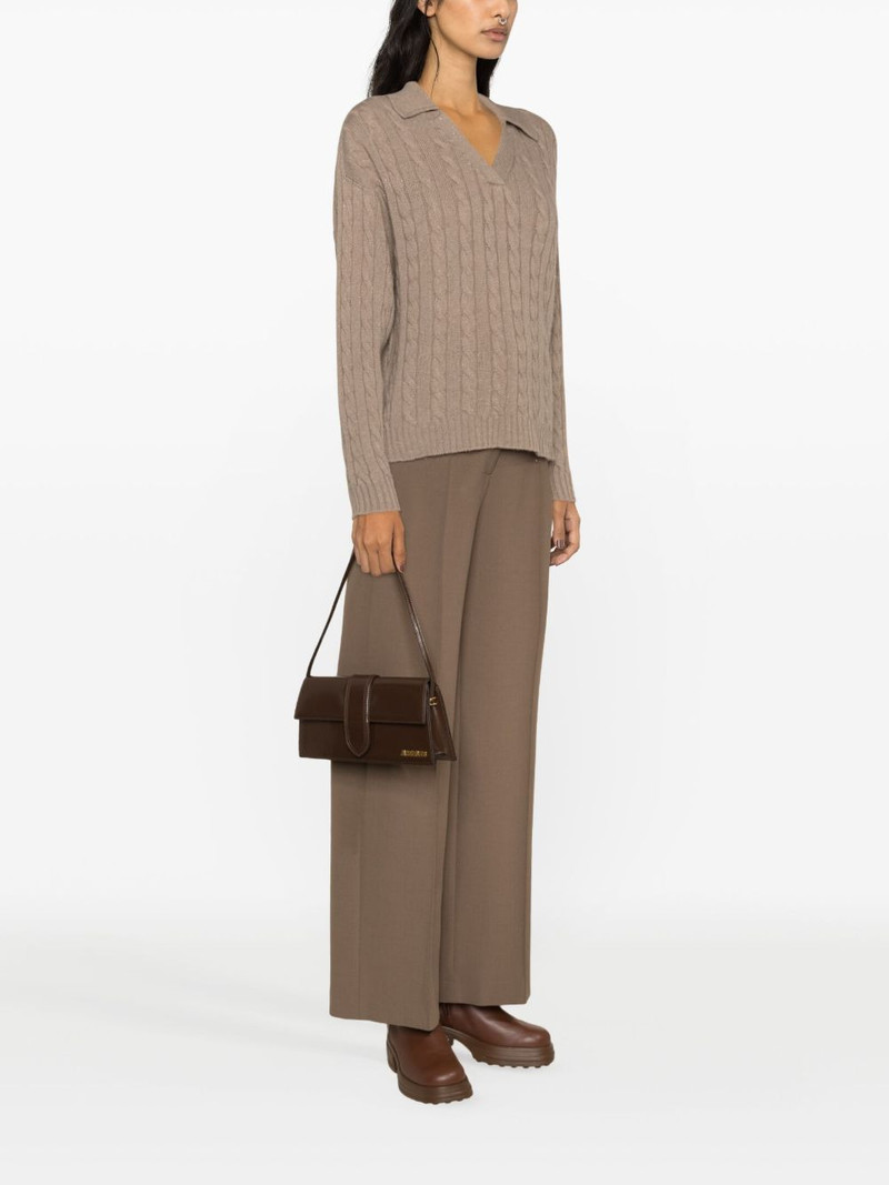cable-knit wool-blend polo jumper 4