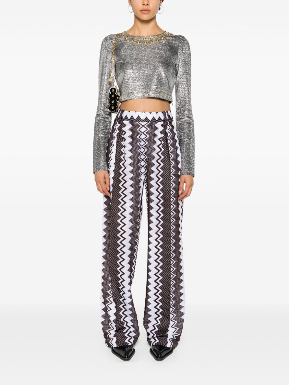 chevron-knit trousers - 2