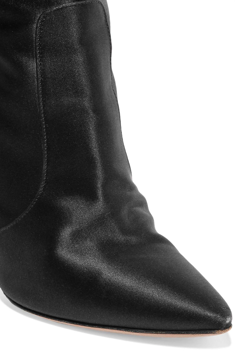 + Manolo Blahnik printed satin thigh boots 6