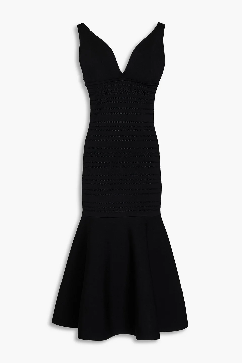 Fluted pointelle-knit midi dress - 1