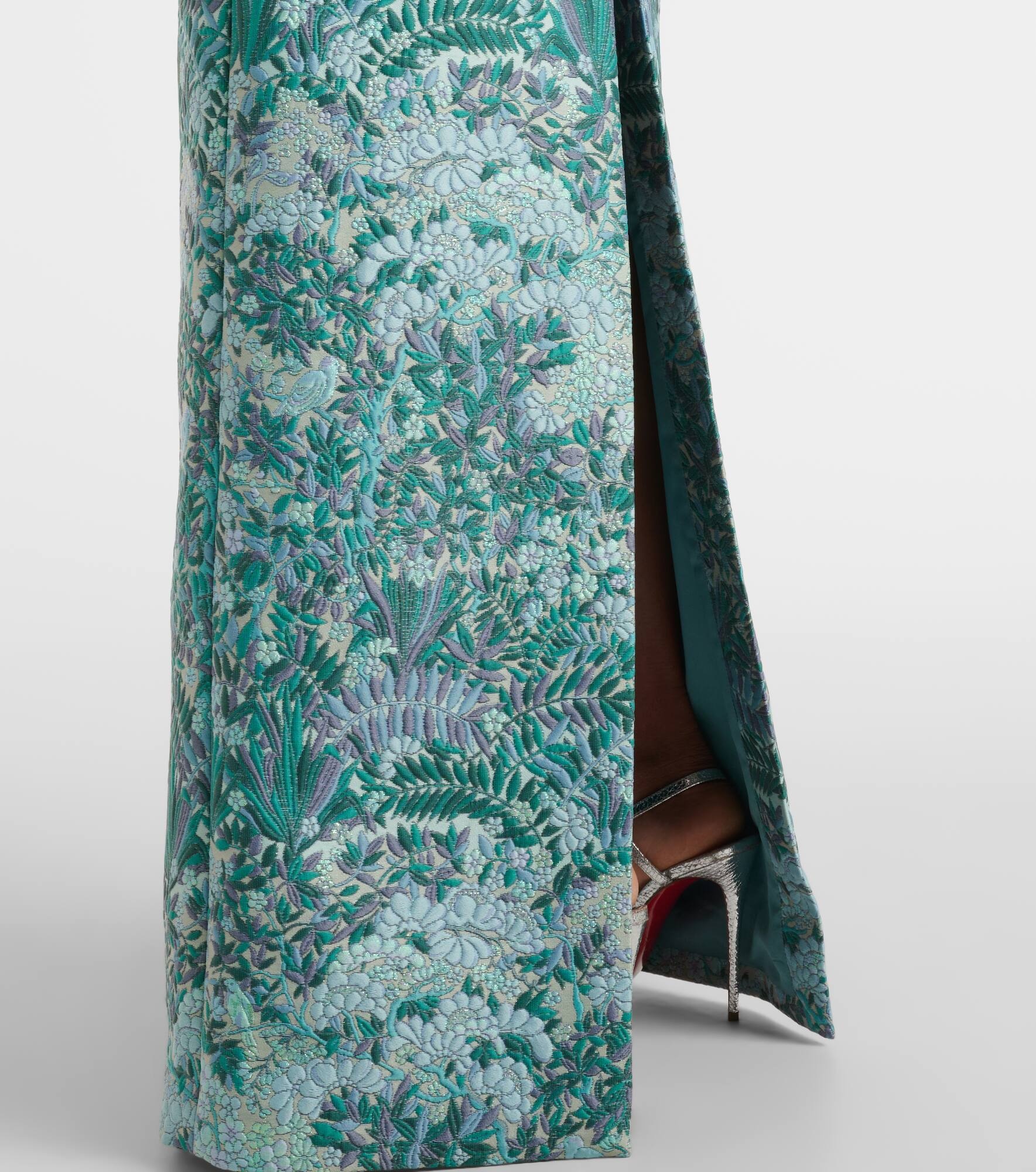 Clover floral off-shoulder brocade gown - 5